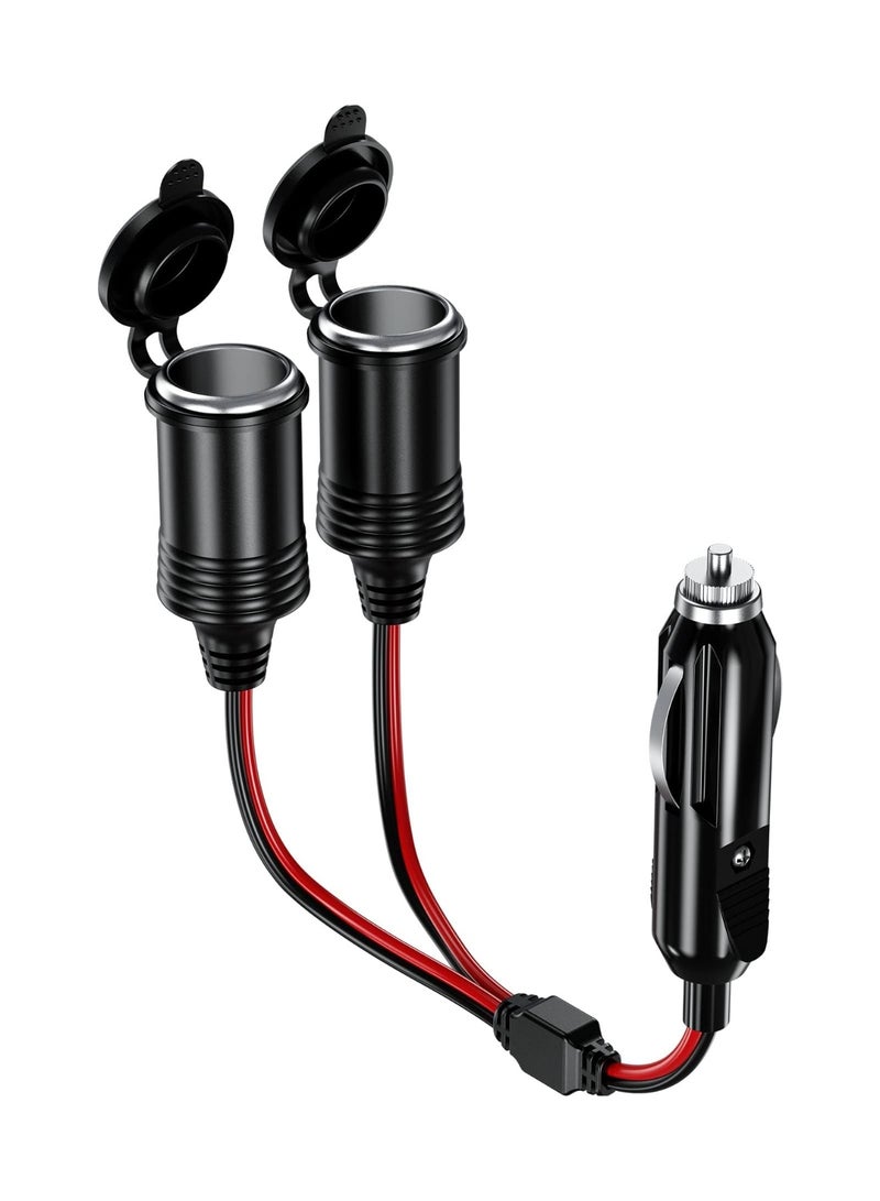 fantasize 1 to 2 Car Cigarette Lighter Splitter Adapter, 2 Way Cigarette Lighter Extension Cord, 12v 24v Plug Socket Power Charger Adapter, Male Plug to Female Socket Extension Cable - Image 1